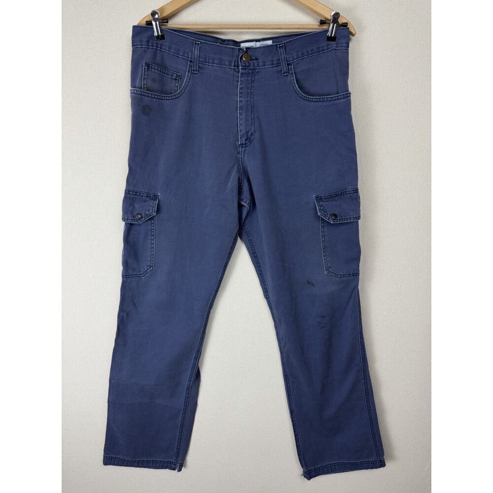 LAPCO FR Men's Cargo Work Pants 35x36 Blue Stained Distressed Grunge Outdoors